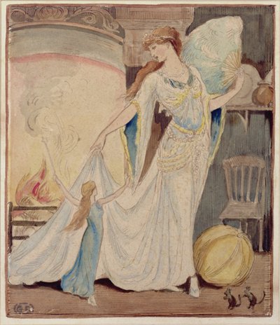 「シンデレラのスリッパ」のイラスト、1919年頃（紙に水彩、鉛筆、インク） 作： Graham Robertson