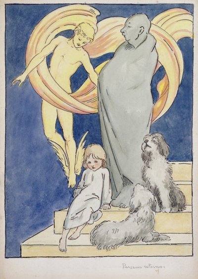 ペルセウス リターンズ、1904～05 年頃（紙に水彩、ペン、インク） 作： Graham Robertson