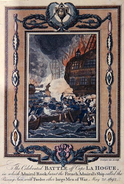 1692年5月20日のラホーグ岬の戦い（カラー銅版画 作： Grainger