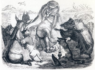 疫病にかかった動物たち - La Fontaineの寓話 作： Grandville