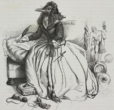 文学者（Jean-Jacques Grandville (1803-1847)による風刺画）、Giovanni Marianiによるリトグラフ（『Piorama Pittoresco』n 18, 12月11日より 作： Grandville