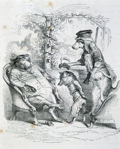 二匹の犬とリフレ派のキツネ - by Grandville 作： Grandville