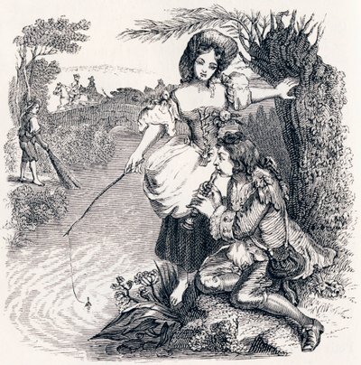 魚たちと笛を吹く羊飼い（Les poissons et le berger qui joue de la flute） - La Fontaineの寓話 作： Grandville