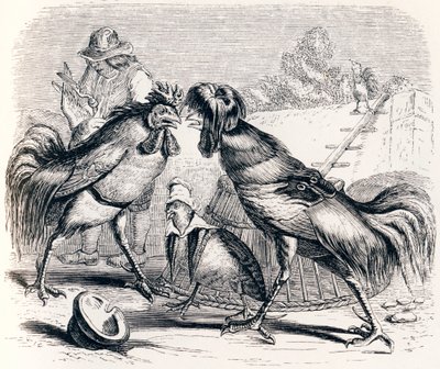 ウズラと二人のロースター（La perdrix et les deux coqs） - La Fontaineの寓話 作： Grandville
