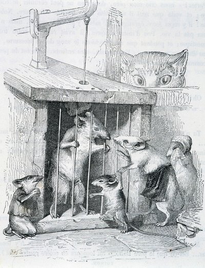 引き裂かれた家族に囲まれた罠にかかったネズミ - by Grandville 作： Grandville