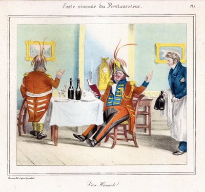 The Restaurateur Living Map:ロブスター2匹！？1831-32年（リトグラフ 作： Grandville