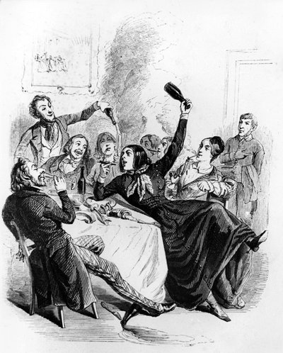 お酒を飲みタバコを吸う男女のランチ（ジャン・イグナス・イシドール、別名JJ・グランヴィル作 作： Grandville (1803 47)