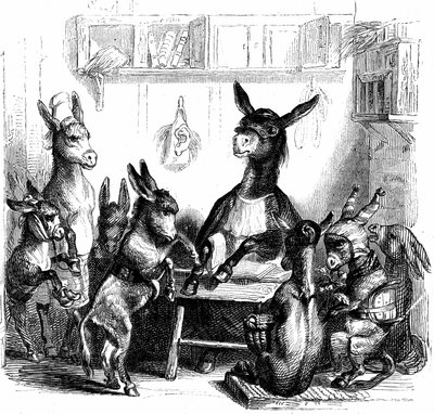 バルザック作「動物たちの思い出-動物たちの特権と公権力」からの一場面 作： Grandville (1803 47)