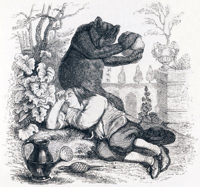 熊と庭の恋人 - La Fontaineの寓話 作： Grandville