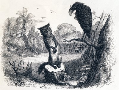 カラスとキツネ - ラ・フォンテーヌの寓話 作： Grandville