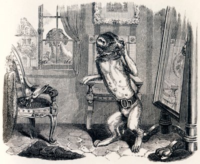 耳を切った犬（Le chien a qui on a coupe les oreilles） - La Fontaineの寓話 作： Grandville