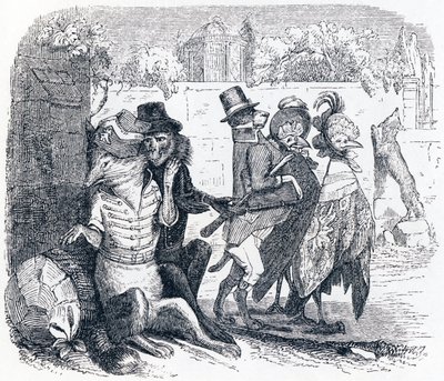 キツネとブドウ（Le renard et les raisins） - La Fontaineの寓話 作： Grandville