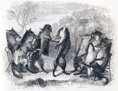 尻尾を切られた狐（Le renard ayant la queue coupee） - La Fontaineの寓話 作： Grandville