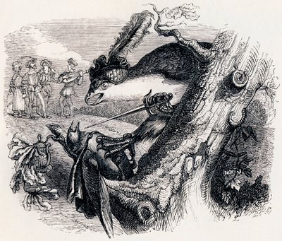 凧とナイチンゲール（Le milan et le rossignol） - La Fontaineの寓話 作： Grandville