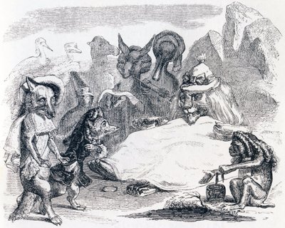 獅子と狼と狐（le lion, le loup et le renard） - La Fontaineの寓話 作： Grandville