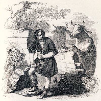 人と蛇 - ラ・フォンテーヌの寓話 作： Grandville