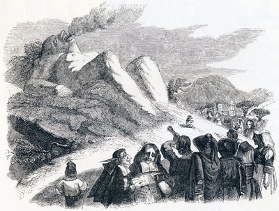 産む山（La montagne qui accouche） - La Fontaineの寓話 作： Grandville