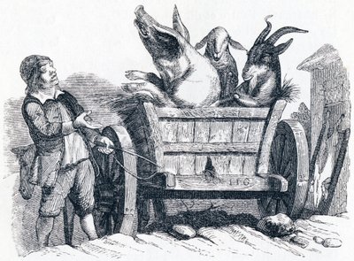 ブタ、ヤギ、ヒツジ（le cochon, la chèvre et le mouton） - La Fontaineの寓話 作： Grandville