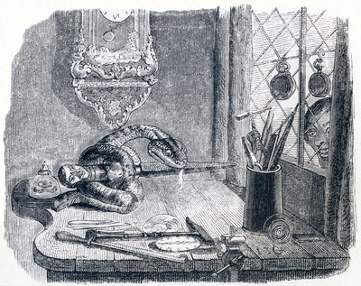 蛇とヤスリ - ラ・フォンテーヌの寓話 作： Grandville