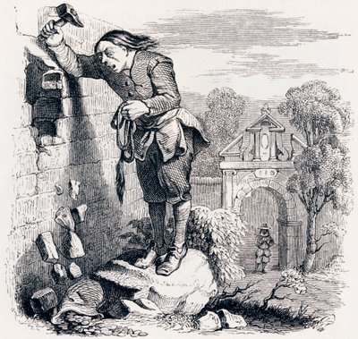 宝物と二人の男（Le tresor et les deux hommes） - La Fontaineの寓話 作： Grandville