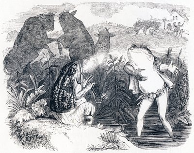 二頭の雄牛と一匹の蛙 - ラ・フォンテーヌの寓話 作： Grandville