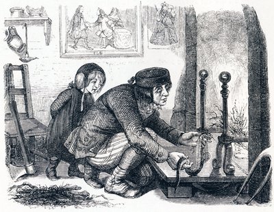 村人と蛇 - La Fontaineの寓話 作： Grandville