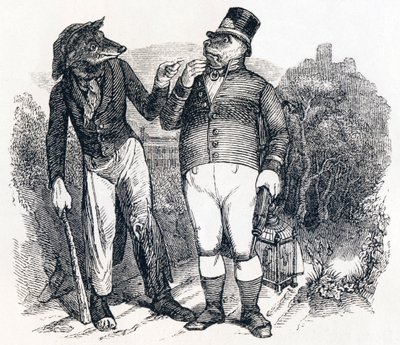 狼と犬（Le loup et le chien） - La Fontaineの寓話 作： Grandville