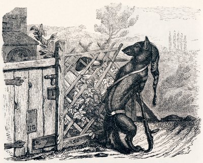 オオカミとやせっぽちの犬（Le loup et le chien maigre） - La Fontaineの寓話 作： Grandville