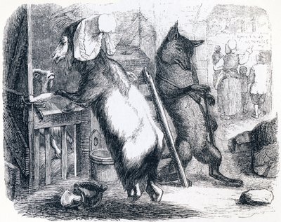 オオカミとヤギと子ヤギ（Le loup, la chevre et le chevreau） - La Fontaineの寓話 作： Grandville