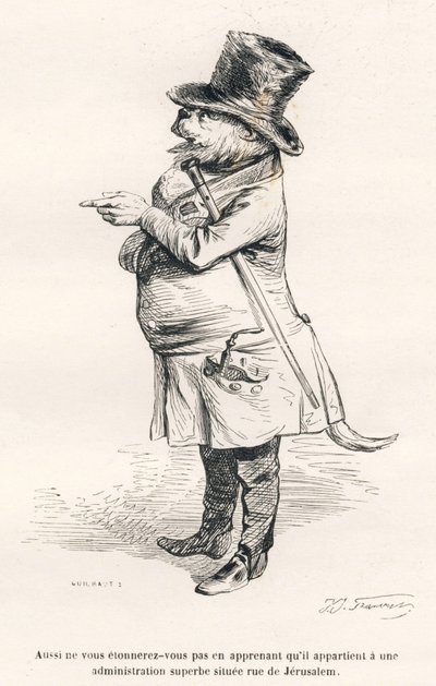 ...エルサレム通りにある素晴らしい管理事務所に所属しています。JJ Granvilleによるイラスト入りのヴィネット。Honore de Balzacが「Scenes de la vie privée et」の中で書いた「Voyage d