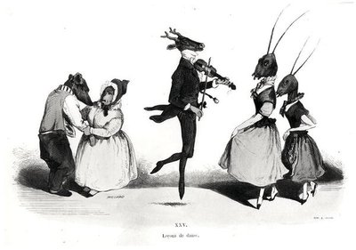 犬のカップル、Les Metamorphoses du Jourシリーズ 作： Grandville
