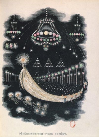 1834年のハレー彗星の記念品、おそらくお土産。1849年 作： Grandville