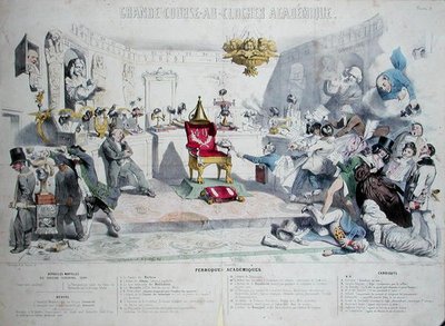 グランデコースオクロシェアカデミーク、1839年にフランス研究所を描いた風刺画（218693も参照）（カラー彫刻） 作： Grandville 1803 47 after Grandville 1803 47 after