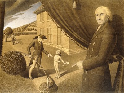 パーソンウィームズの寓話」寓話、1939 作： Grant Wood