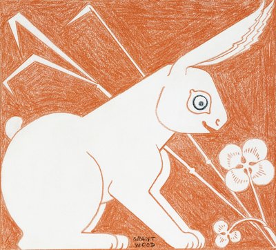 ウサギ、 作： Grant Wood