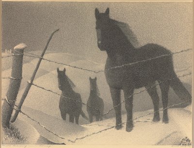 「2月」のための研究、1940 作： Grant Wood