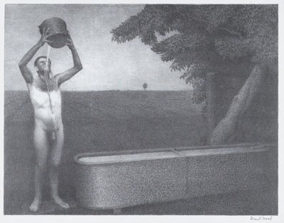 蒸し暑い夜、1939 作： Grant Wood