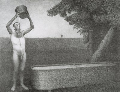 蒸し暑い夜、1939 作： Grant Wood