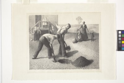 植樹会（リトグラフ） 作： Grant Wood