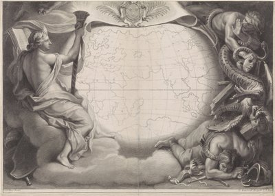 フランス王ルイ 14 世の寓意的な肖像画 作： Gérard Edelinck