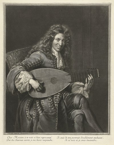 リューテニストと作曲家のチャールズムートンの肖像c。 1626-1710年頃1695 作： Gérard Edelinck