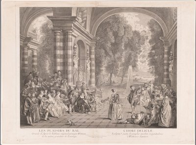 公園を見下ろすテラスでのエレガントな会社 Les Plaisirs du Bal (オブジェクトのタイトル) 作： Gérard Jean Baptiste Scotin (II)
