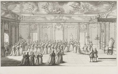 1719年9月2日、ドレスデン宮殿で花嫁を迎える際の謁見の間 作： Gerard Jean Baptiste Scotin