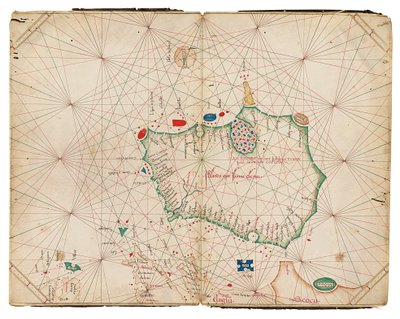 アイルランド島最古の独立した地図、ポルトラン・アトラス 作： Grazioso Benincasa