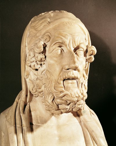 ヘレニズム時代のホメロスの胸像（紀元前330〜20年）（大理石） 作： Greek