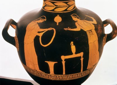 屋根裏部屋の赤像式ハイドリア（陶器）の詳細 作： Greek