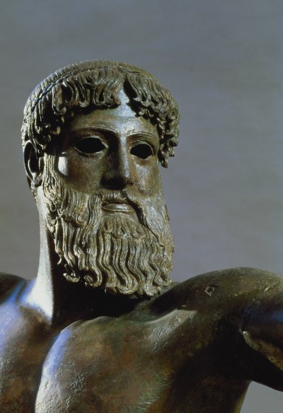 ポセイドンの頭、紀元前460〜450年、111367年のブロンズ細部 作： Greek