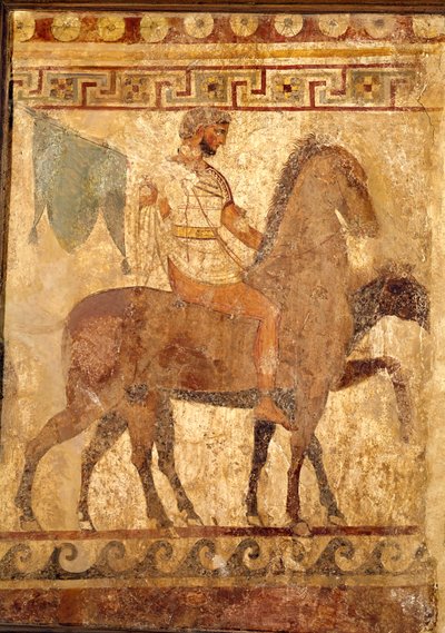 馬の兵士、葬式の絵 作： Greek