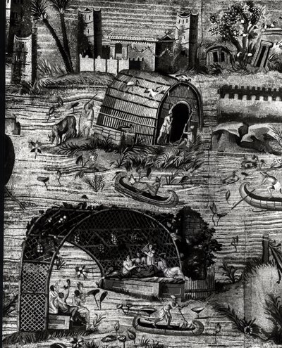 ナイルモザイク、農民の生活の詳細を描いたモザイク（モザイク） 作： Greek
