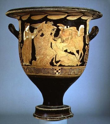 アッティカの赤像のベル・クラテル（ボレアスとオレイティヤを描いたもの）（土器 作： Greek
